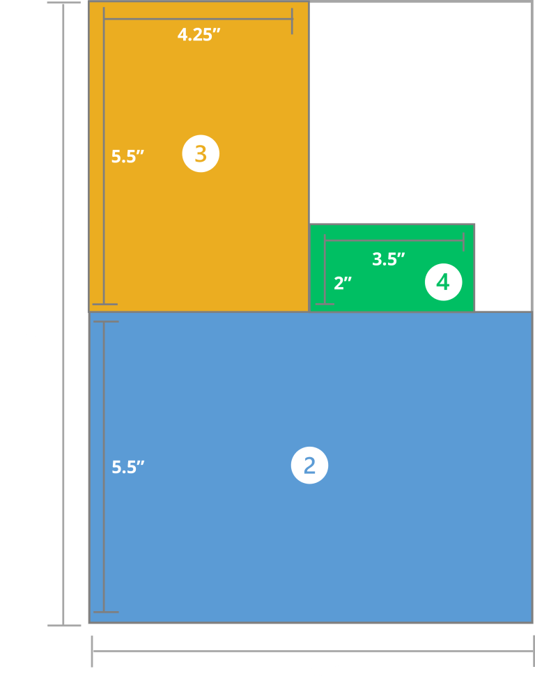 Advertising Diagram showing Business Card, Quarter Page, Half Page, and Full Page Ad sizes_State of Black Food_SOBF